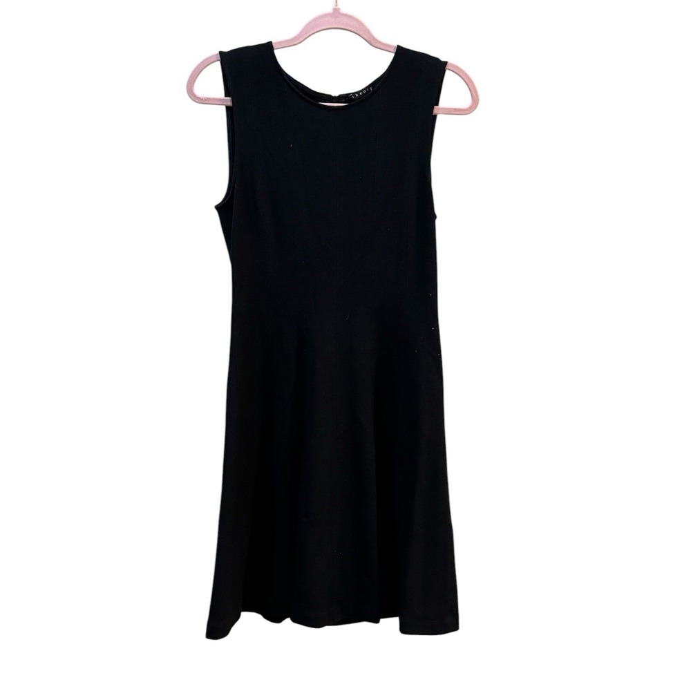 Theory Black Fit And Flare‎ Jersey Dress Seamed Size 2 Minimalist